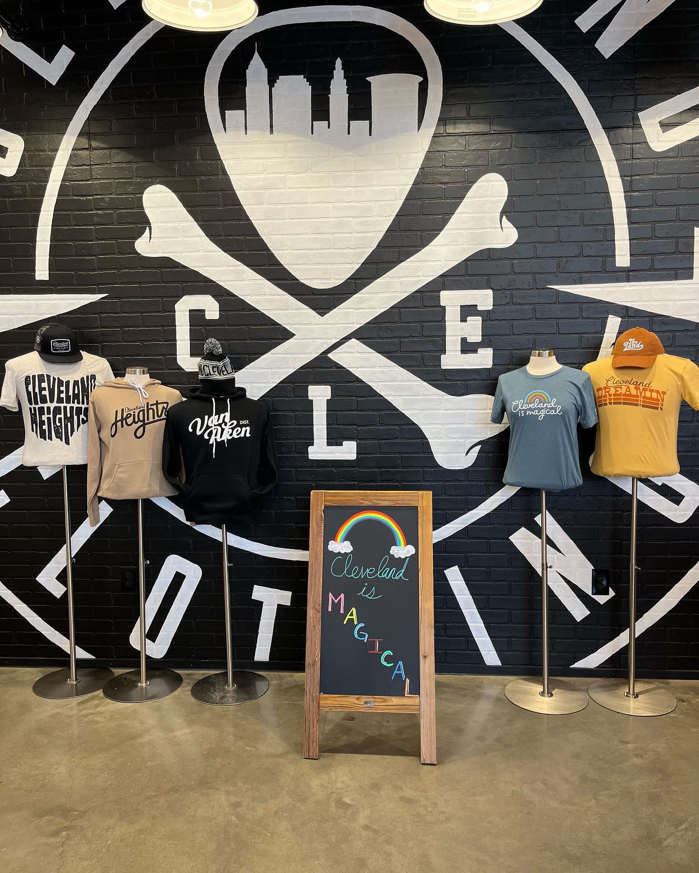 New merchandise is displayed at the opening of the Cleveland